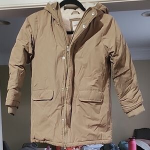 Tan Hooded Parka Coat,Size 7/8